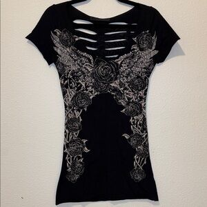 Y2K 🌹Rise & Revolt🌹 Roses Wings Features a cutout back! Black Sz small